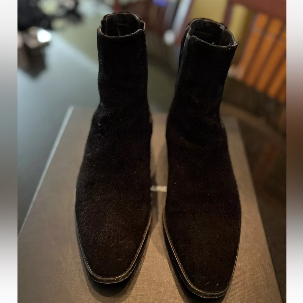 Saint Laurent Paris Wyatt Black Suede Size 41.5/8.5M - Picture 4 of 16